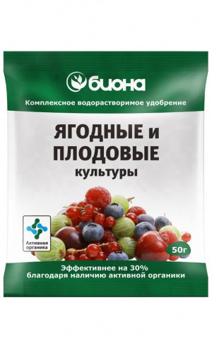 Биона ЯГОДНЫЕ И ПЛОДОВЫЕ КУЛЬТУРЫ 50 г – комплексное водорастворимое удобрение